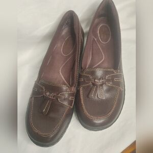Clarks Dark Brown Leather Loafers for Women
